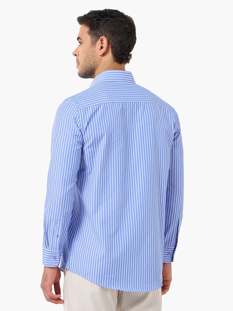 Men Regular Fit Collared Striped Long Sleeves Shirt