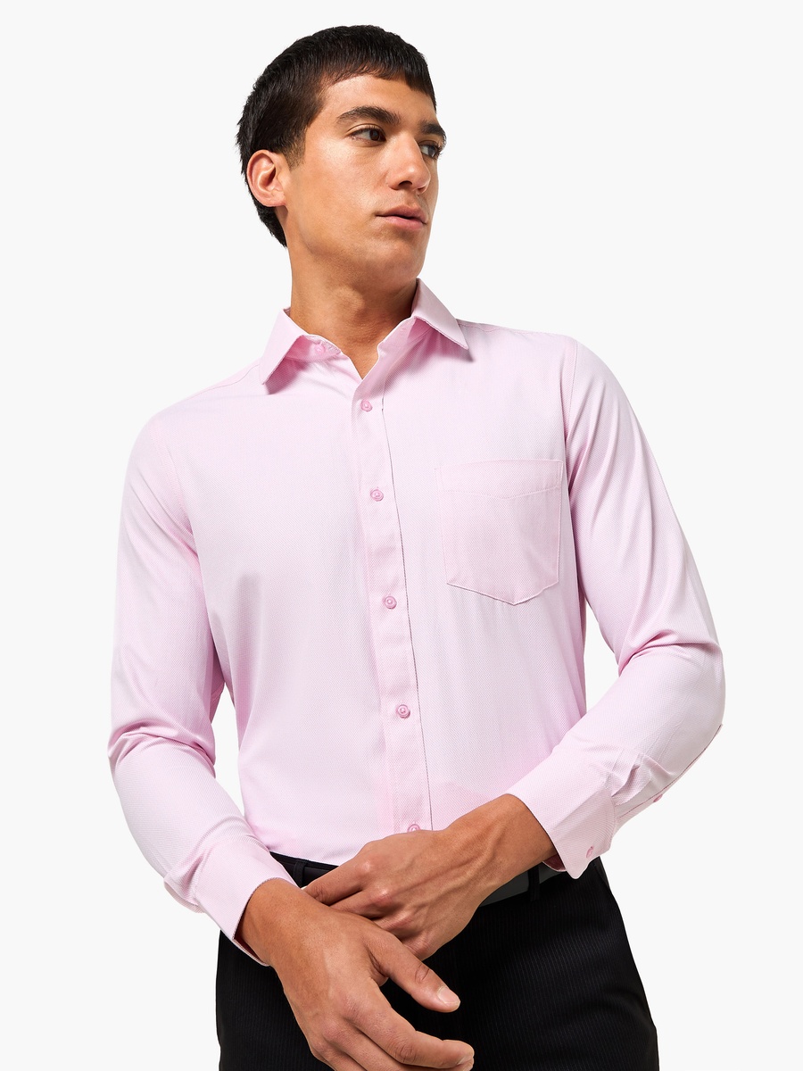 Men Regular Fit Collared Textured Long Sleeve Shirt