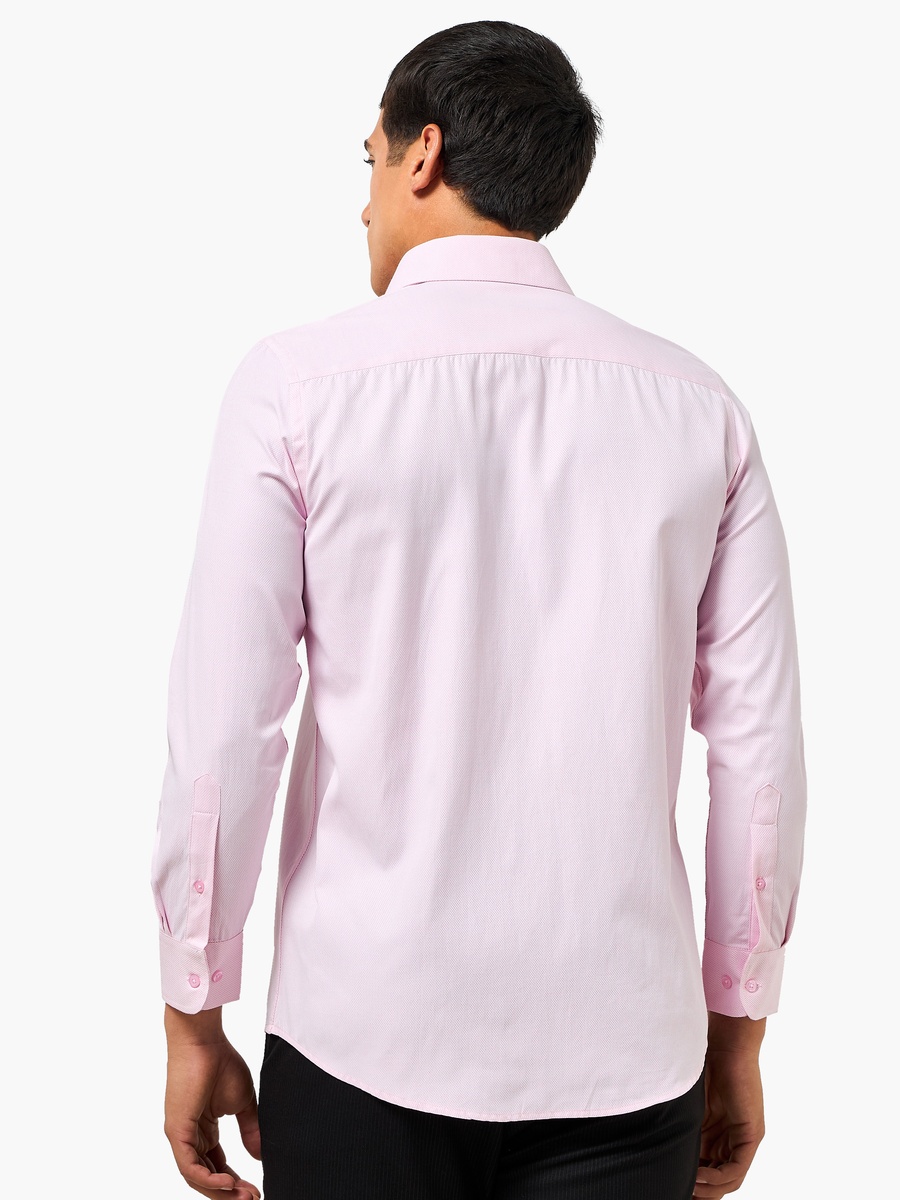 Men Regular Fit Collared Textured Long Sleeve Shirt