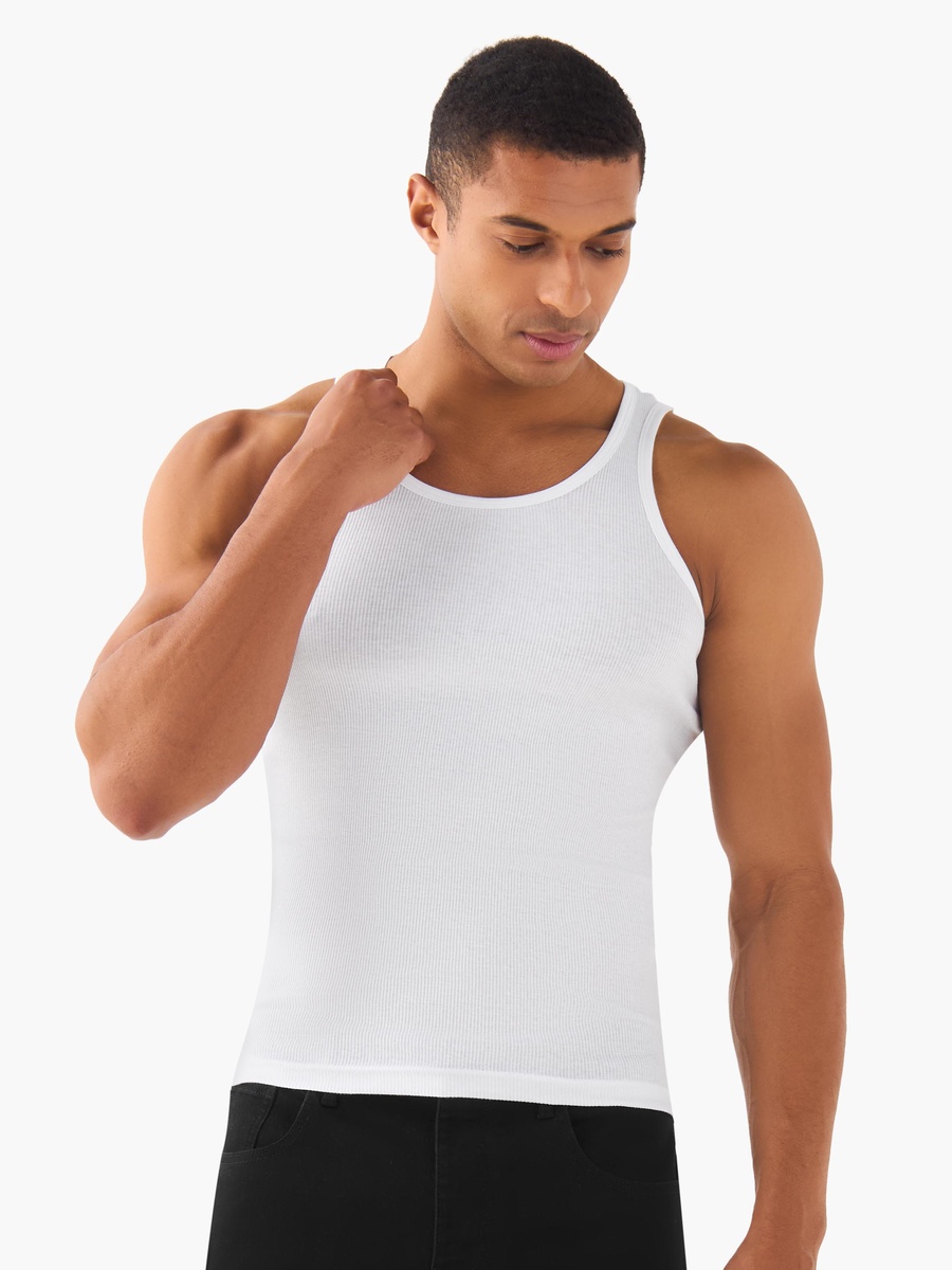 Men Ribbed Cotton Vest - Pack of 3