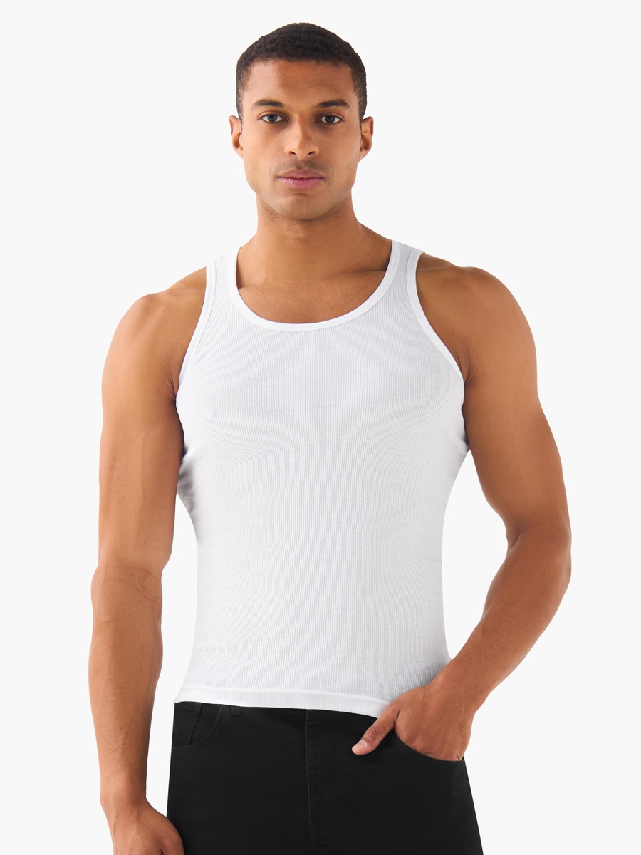 Men Ribbed Cotton Vest - Pack of 3