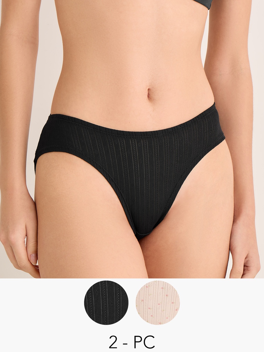 Set of 2 - High Leg Briefs with Bow Accent
