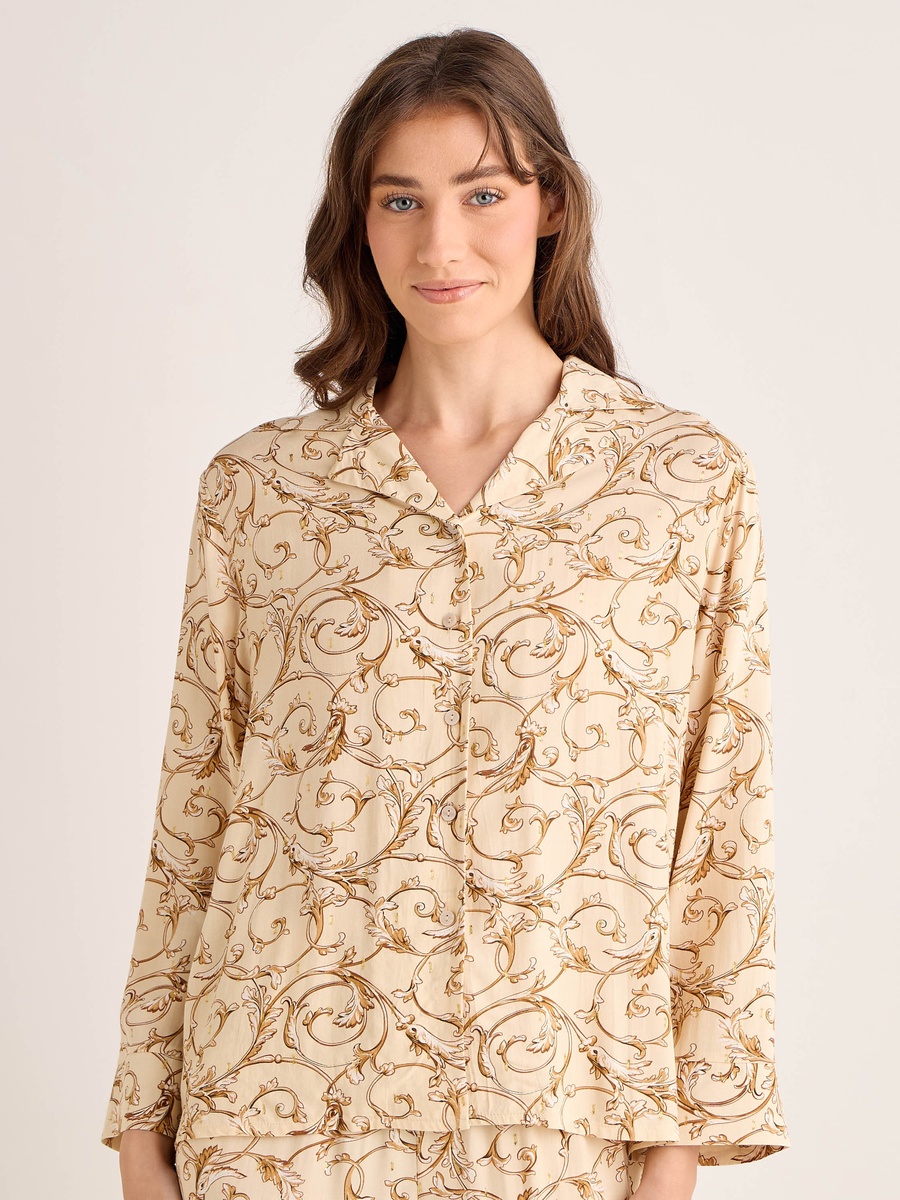 Viscose Pyjama Set with Button-Down Shirt and Trousers