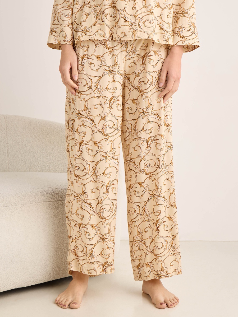 Viscose Pyjama Set with Button-Down Shirt and Trousers