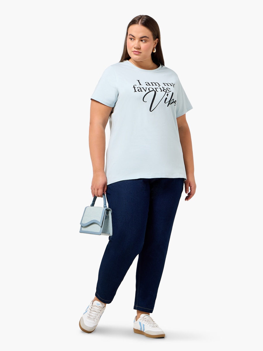 Relaxed Fit Cotton T-Shirt with Slogan Print