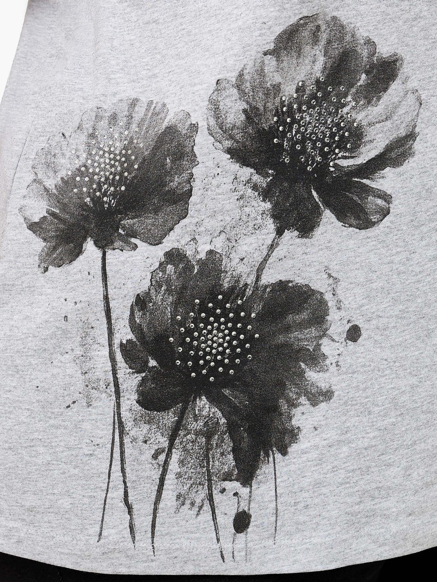 Relaxed Fit Cotton T-Shirt with Floral Print