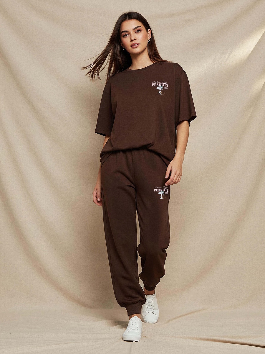 Peanuts Print Loose Fit T-Shirt