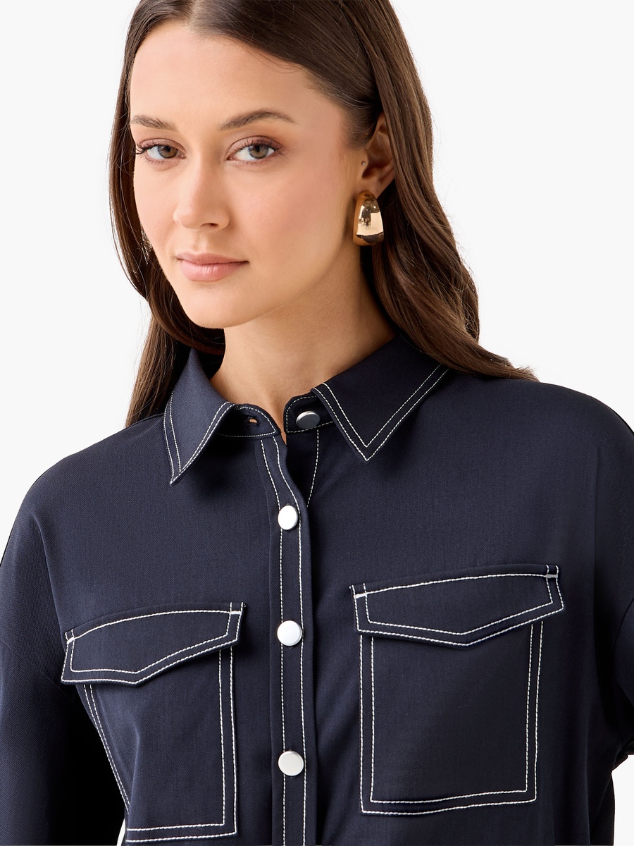 Utility Shirt with Contrast Stitch Detail