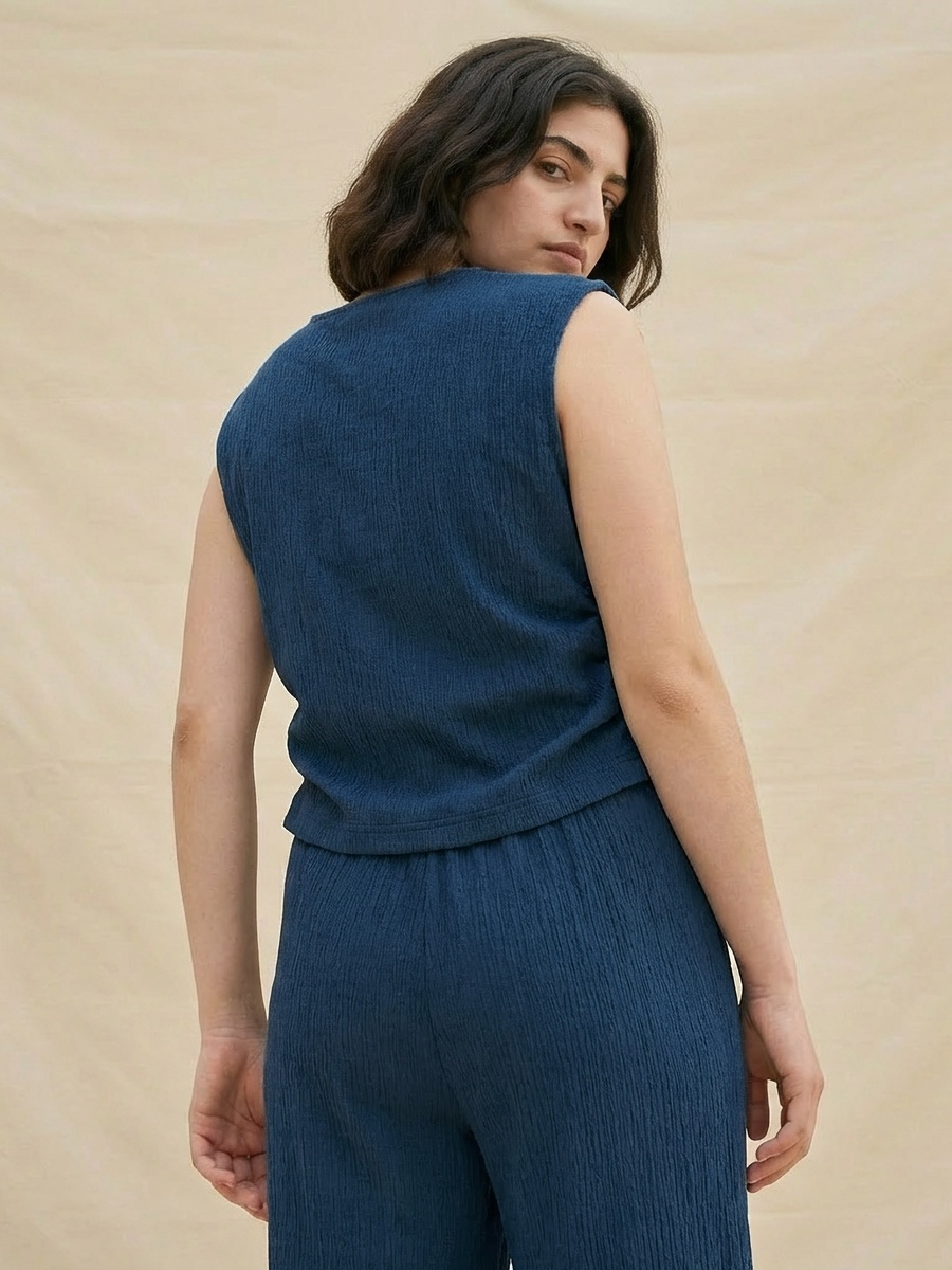 Regular Fit Ruched Top with Texture