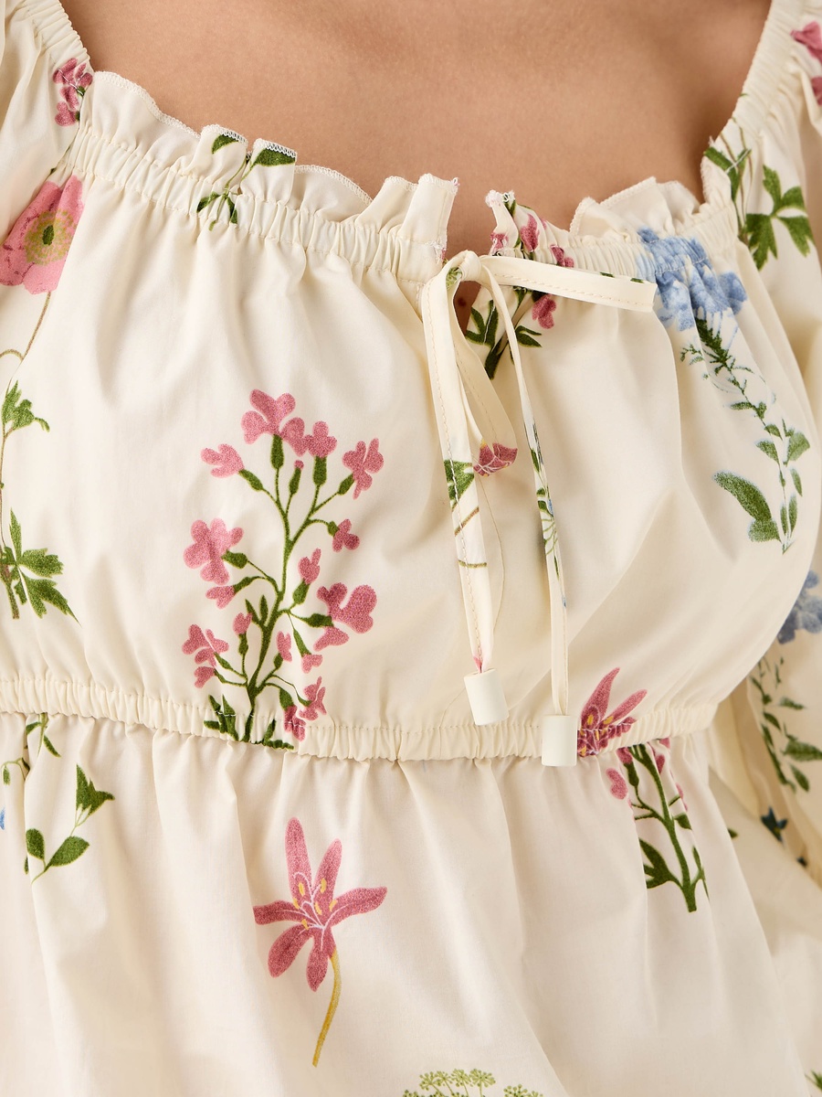 Cotton Top with Botanical Print