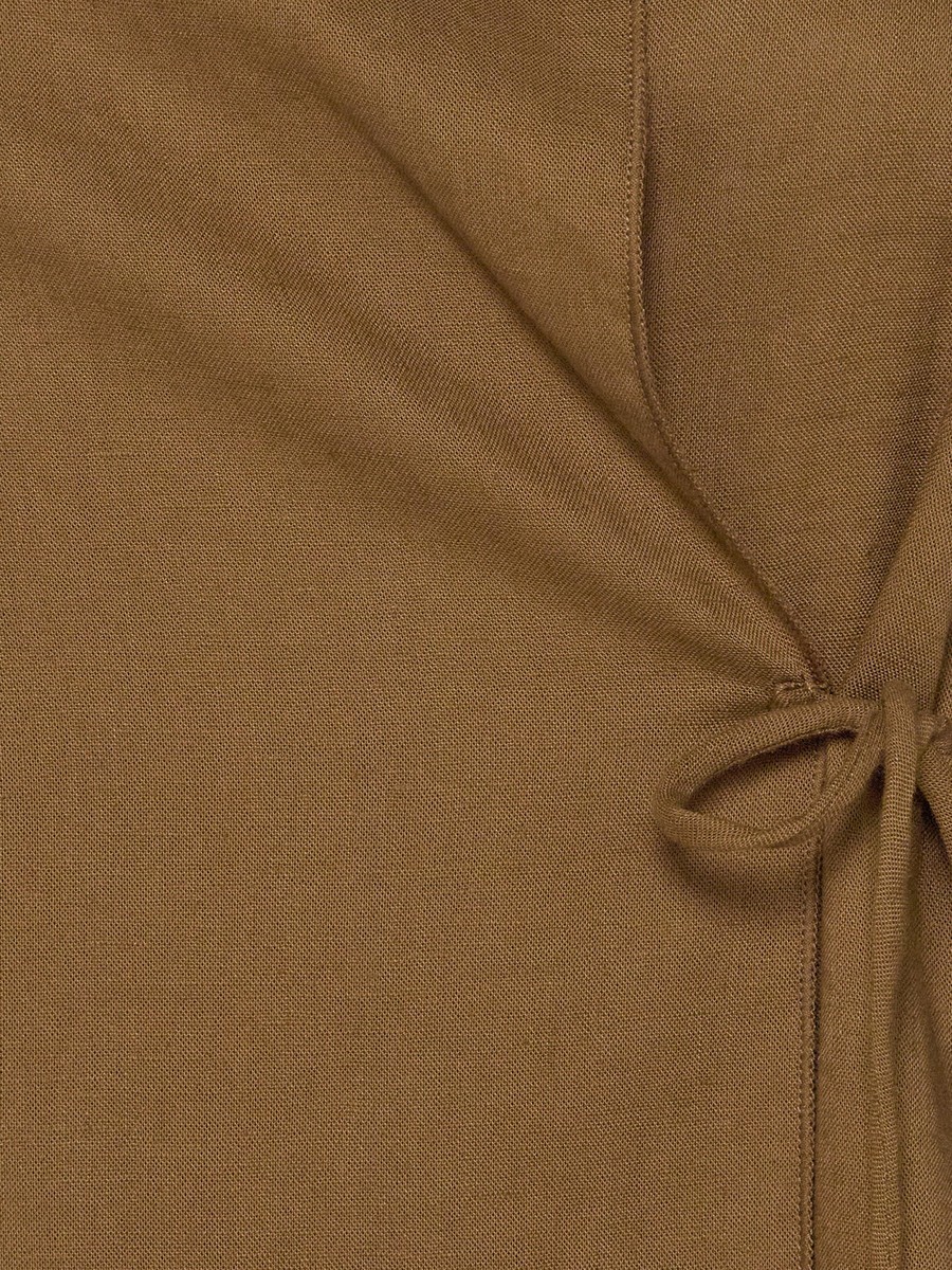 Relaxed Fit Linen Blend Wrap Top with Tie-Up Detail