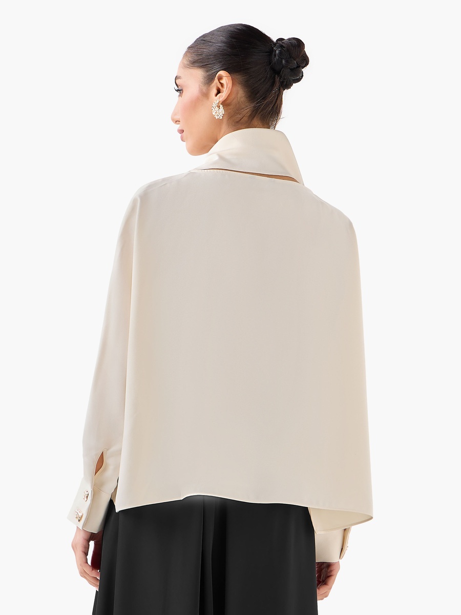 Top with Draped Scarf Neck