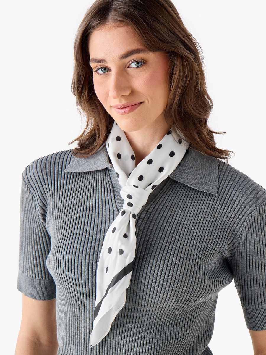 Square Satin Scarf with Polka Print