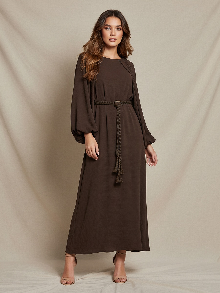 A-Line Maxi Dress with Cape Sleeves