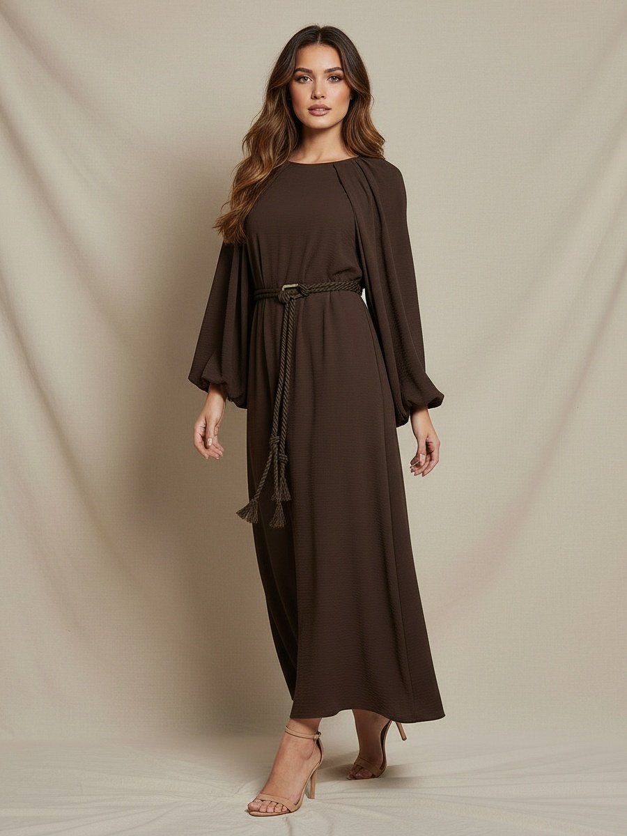 A-Line Maxi Dress with Cape Sleeves