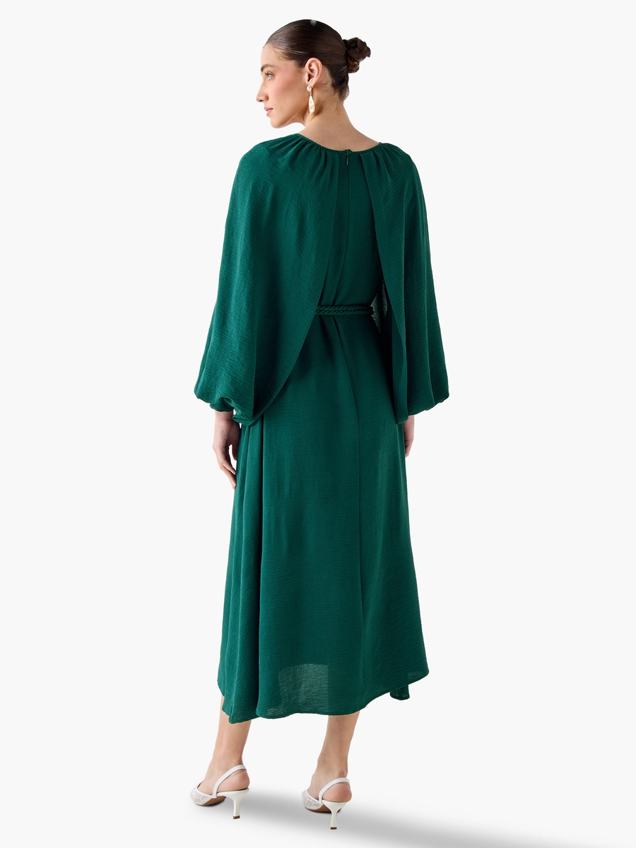 A-Line Midi Dress with Cape Sleeves