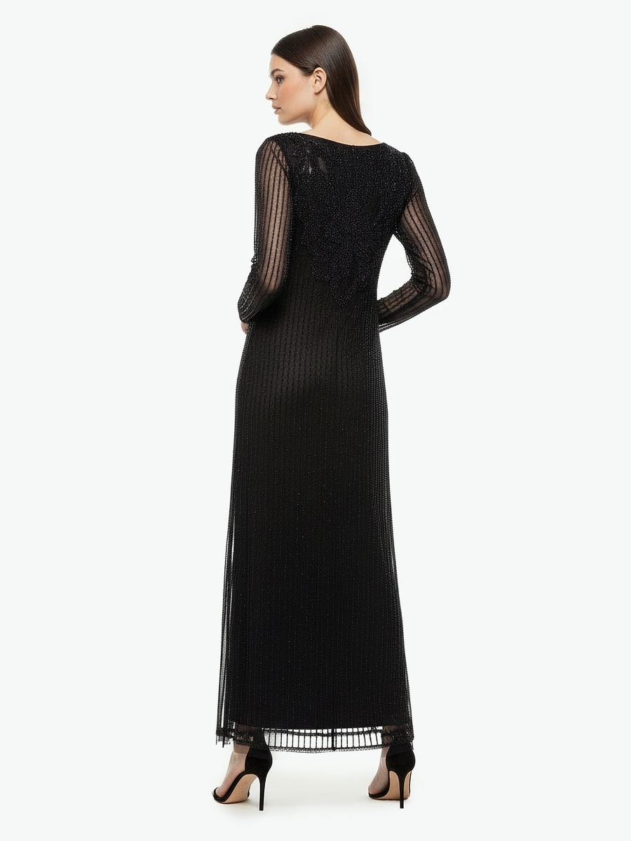 Bead Embellished Dress with Long Sleeves