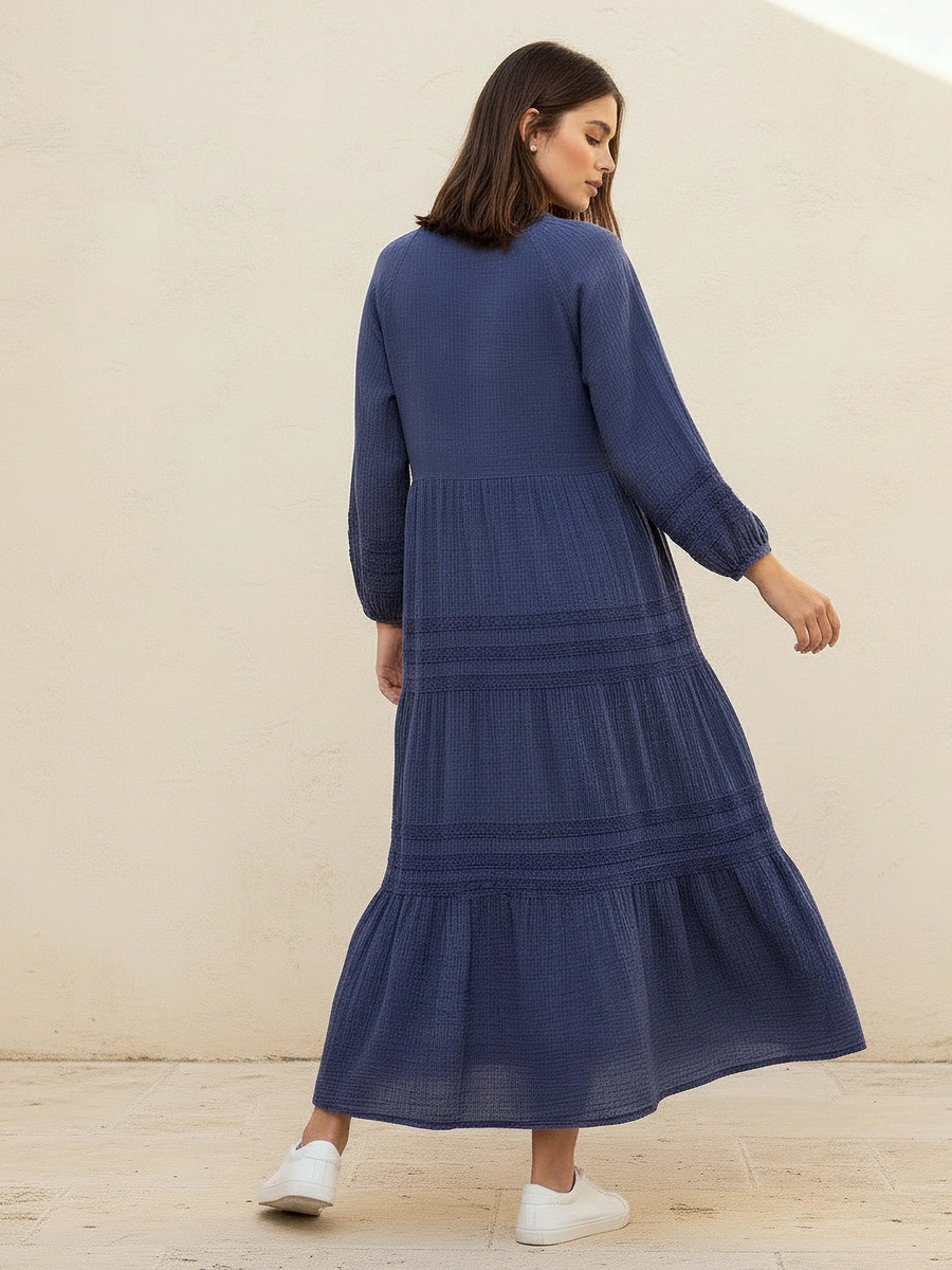 Tiered Maxi Dress with Crochet Embroidery