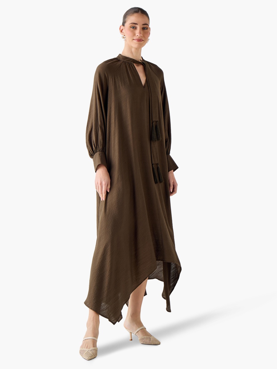 Asymmetric Dress with Neck Tie-Up