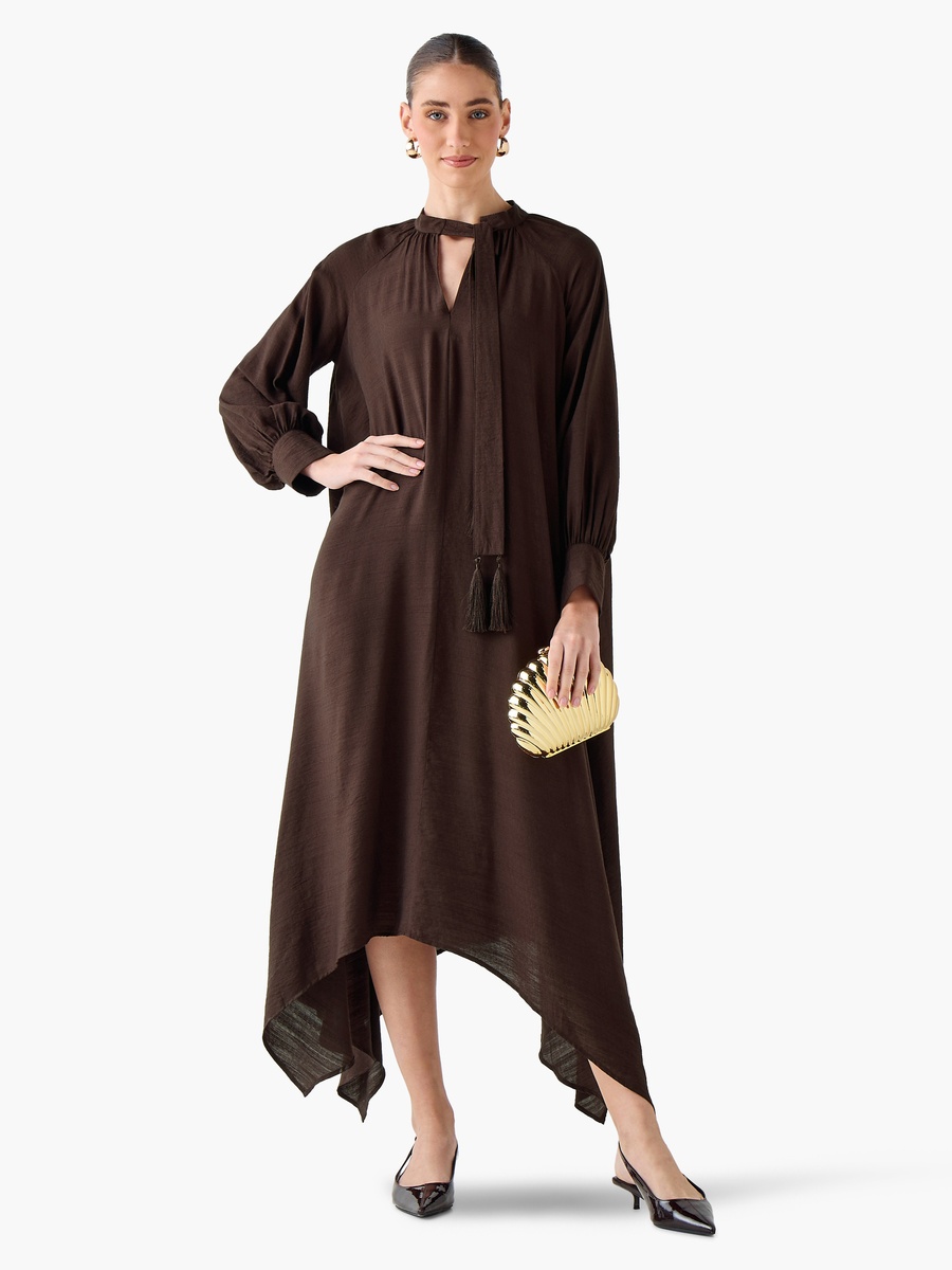Asymmetric Dress with Neck Tie-Up