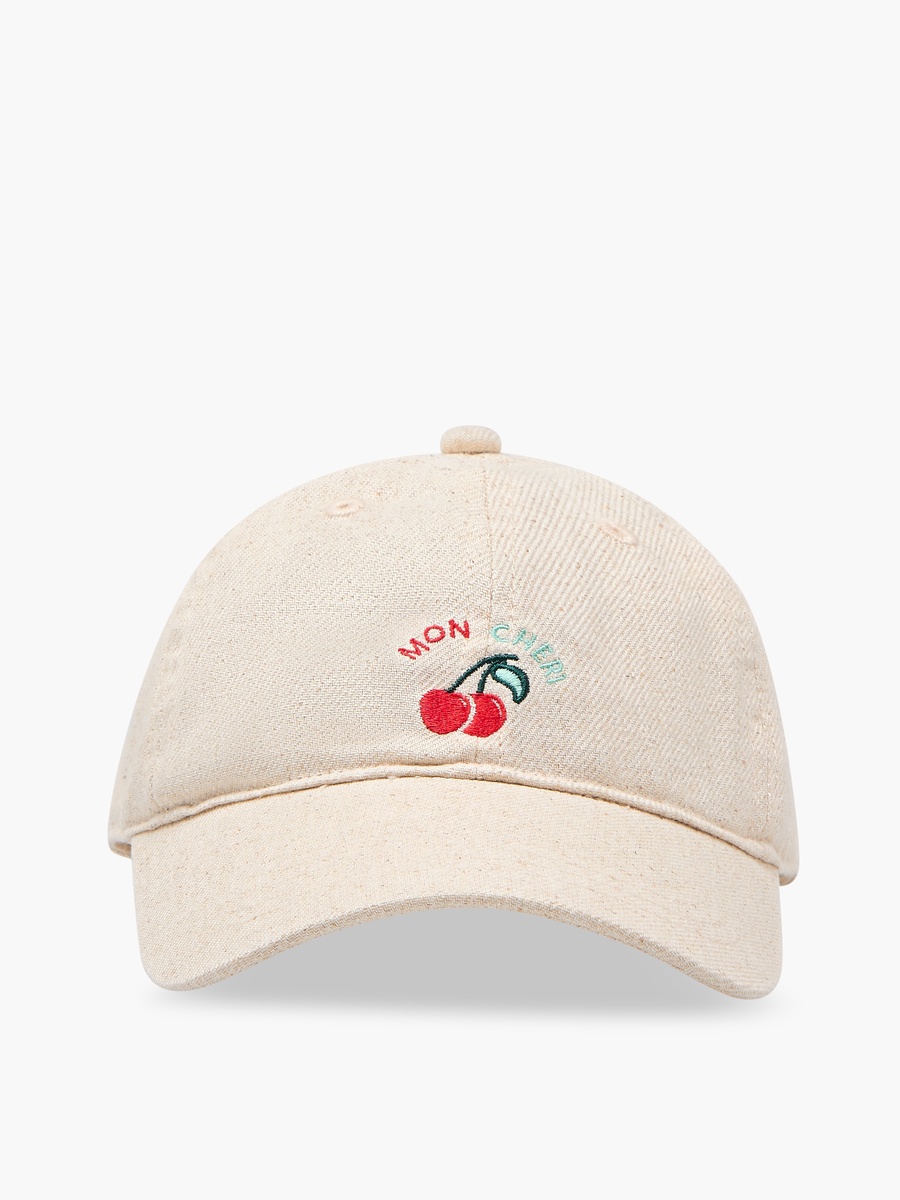 Cherry Embroidered Cap with Buckle Strap Closure