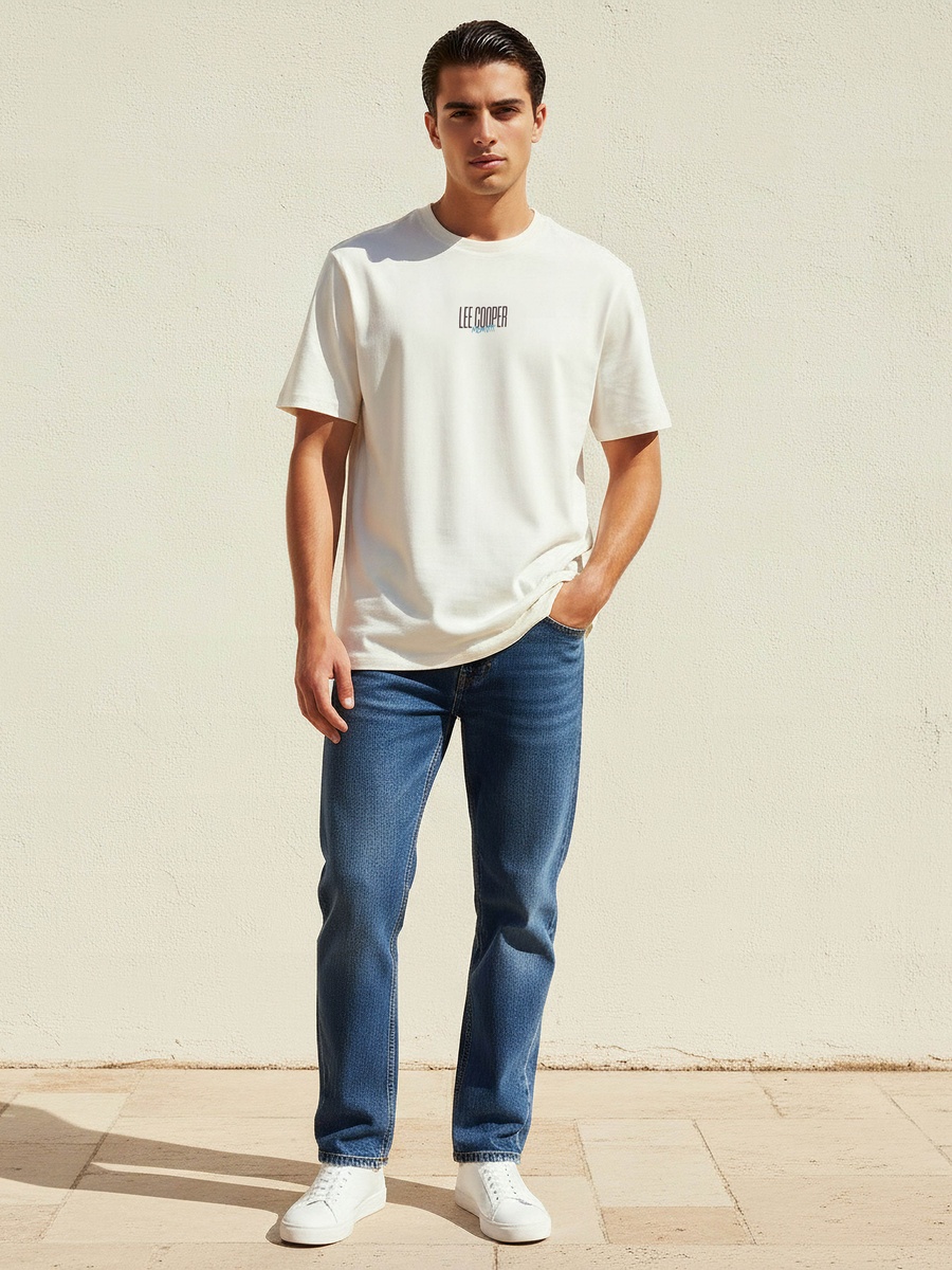Men Regular Fit Crew Neck Short Sleeve Logo Print T-Shirt