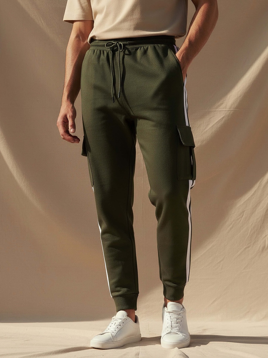 Men Joggers with Tape Detail