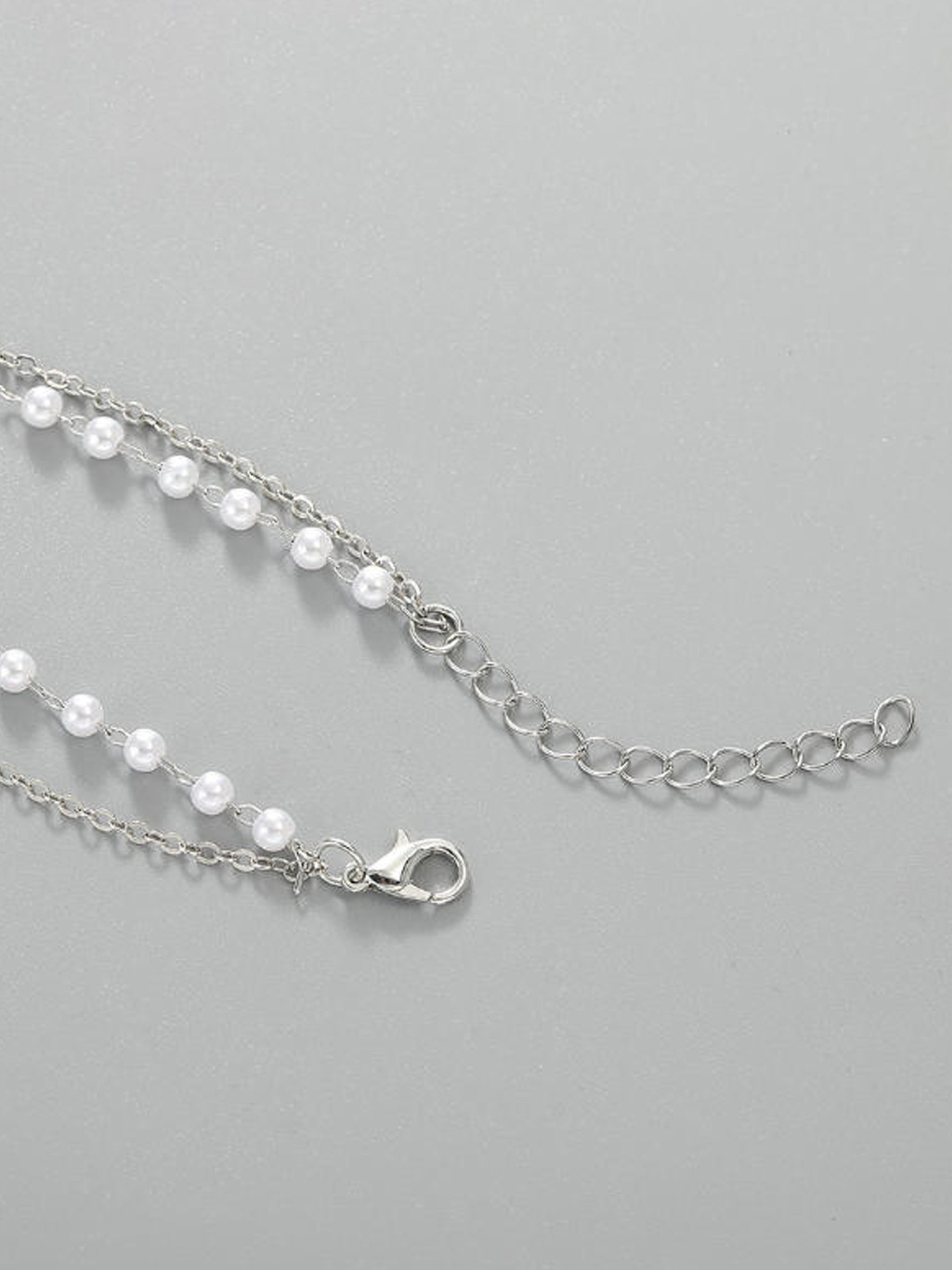 Silver Faux Pearl Beaded Bracelet