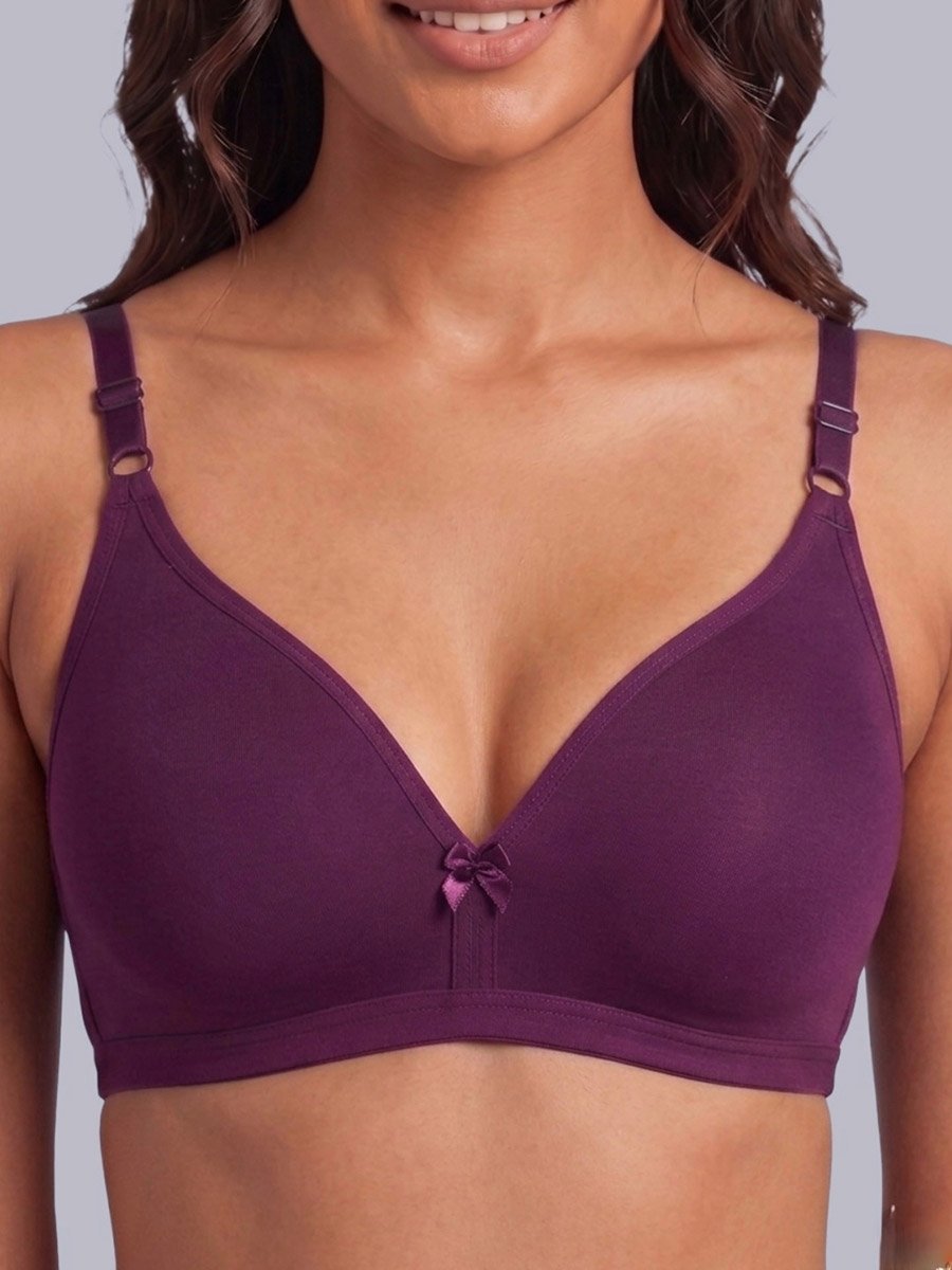 Pack of 2 - Non-Padded Non Wired Cotton Blend T-Shirt Bra