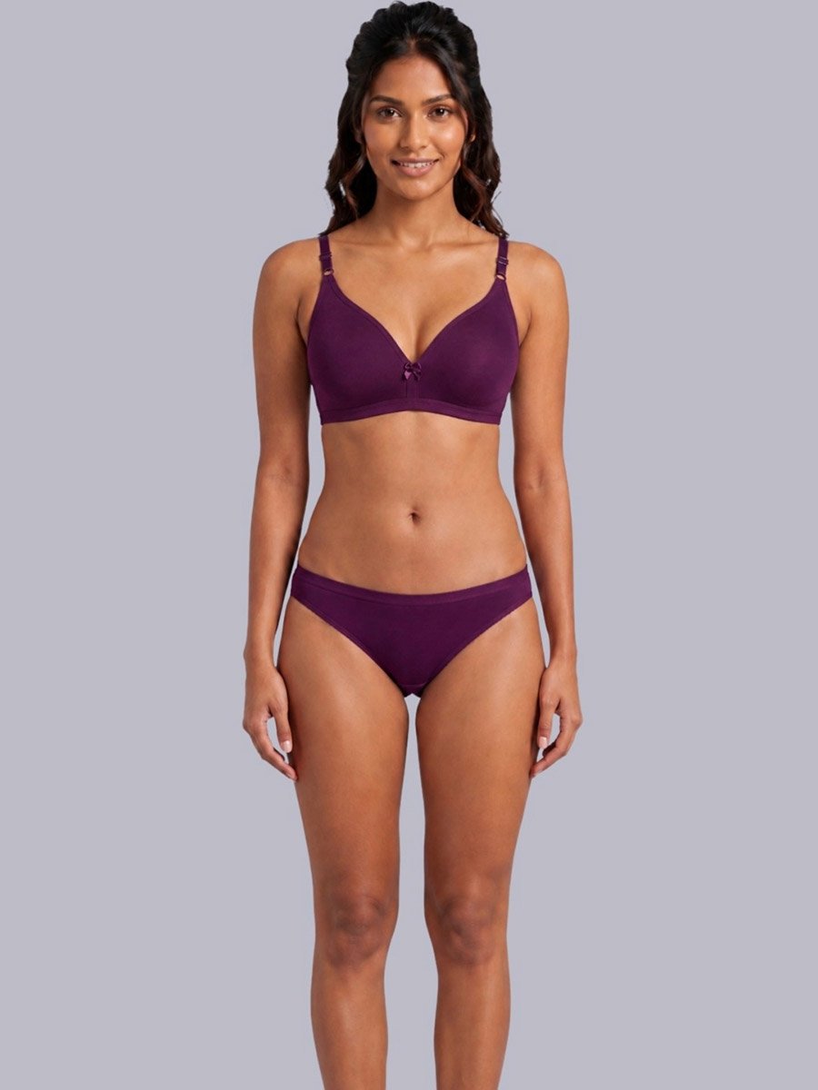 Pack of 2 - Non-Padded Non Wired Cotton Blend T-Shirt Bra