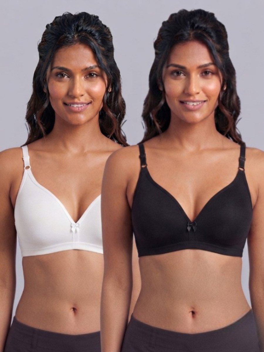 Pack of 2 - Non-Padded Non Wired Cotton Blend T-Shirt Bra