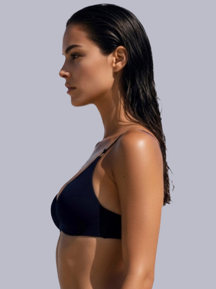 Black Non-Padded Non Wired Cotton Blend T-Shirt Bra