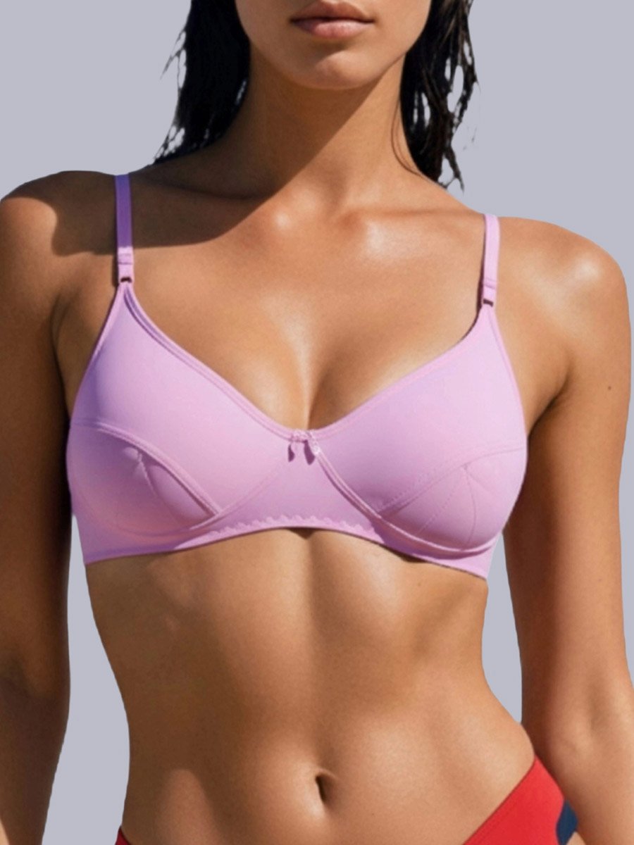 Pink Non-Padded Non Wired Cotton Blend T-Shirt Bra