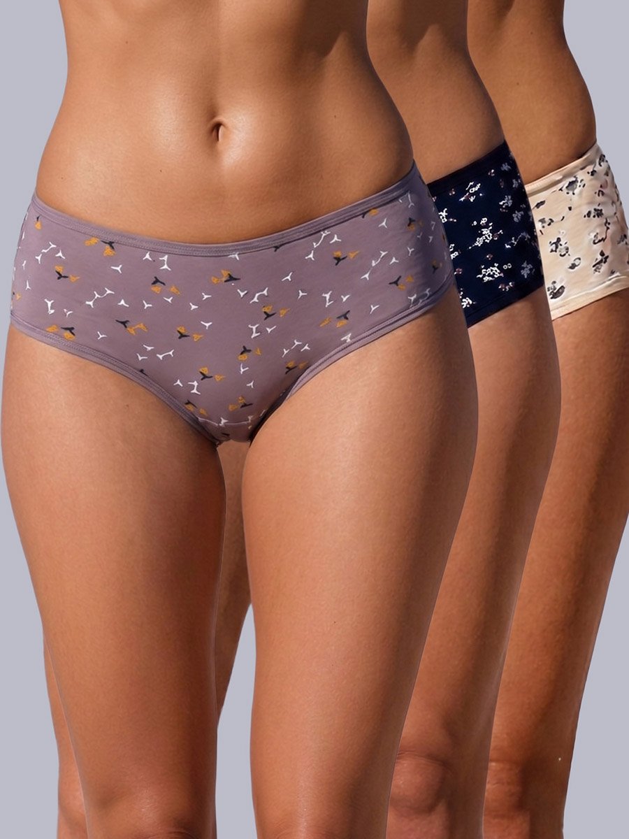 Pack of 3 - Cotton Printed Full Coverage Hipster Briefs