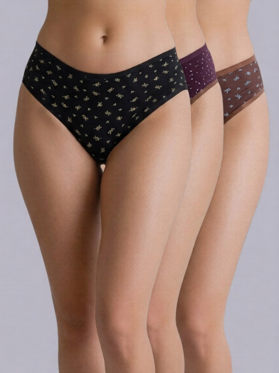 Pack of 3 - Cotton Ditsy Print Hipster Briefs