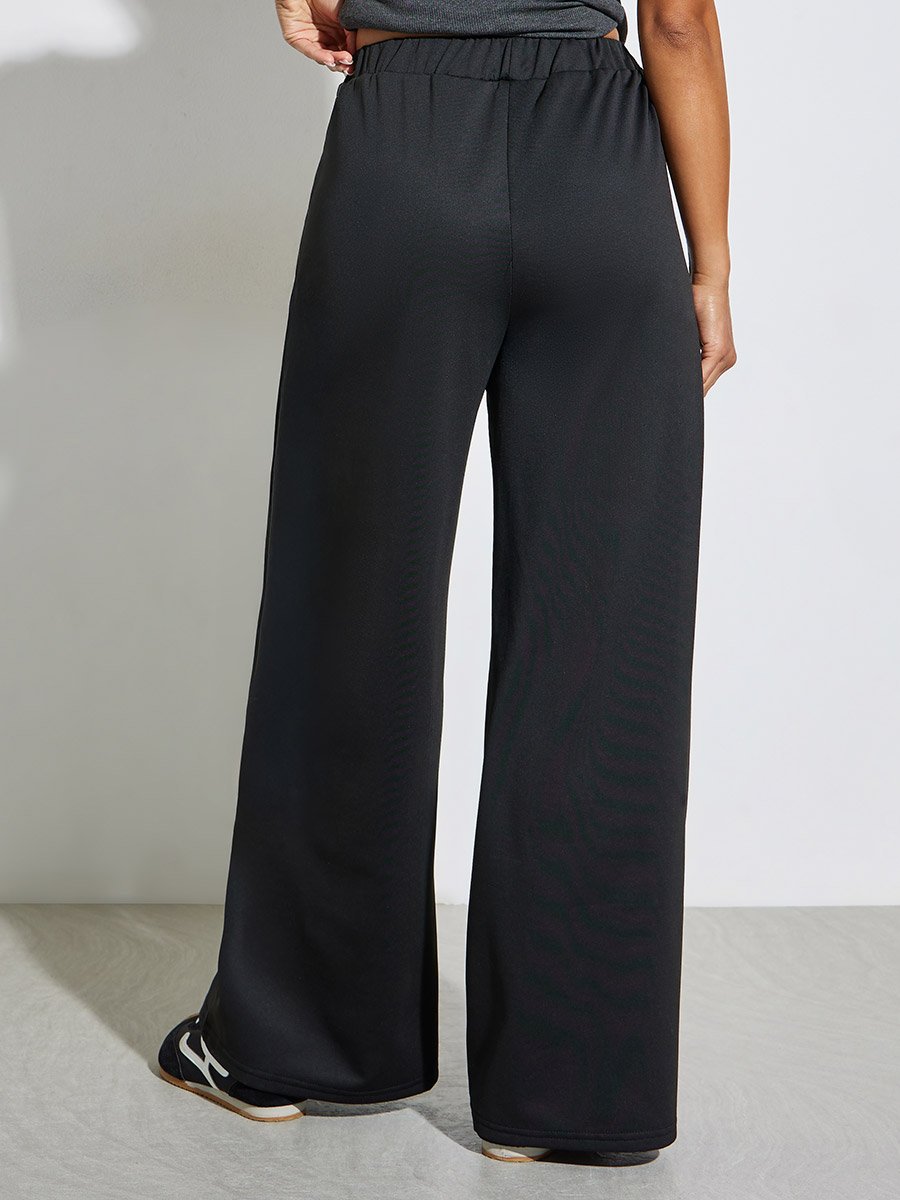Black Elasticated Waist Knitted Joggers