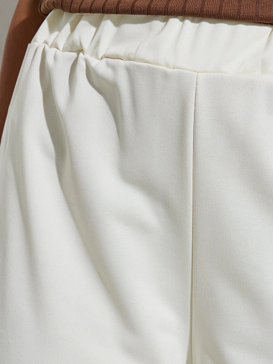 Cream Elasticated Waist Knitted Joggers