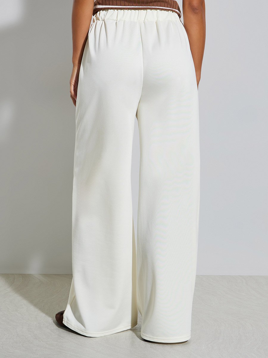 Cream Elasticated Waist Knitted Joggers