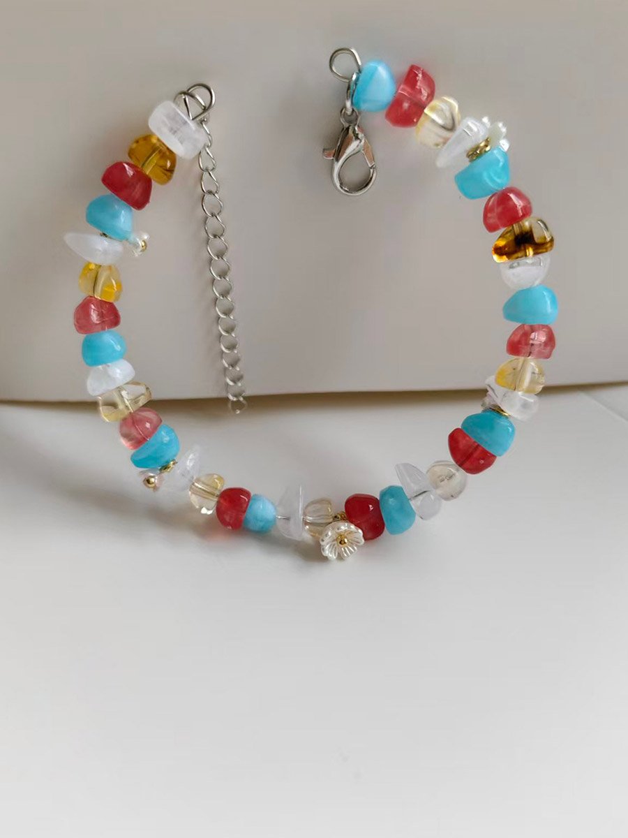 Gemstone and Floral Beaded Bracelet
