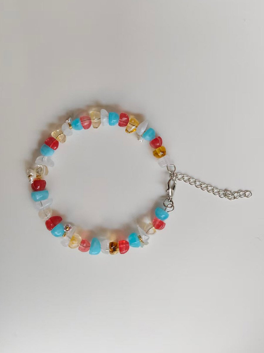 Gemstone and Floral Beaded Bracelet