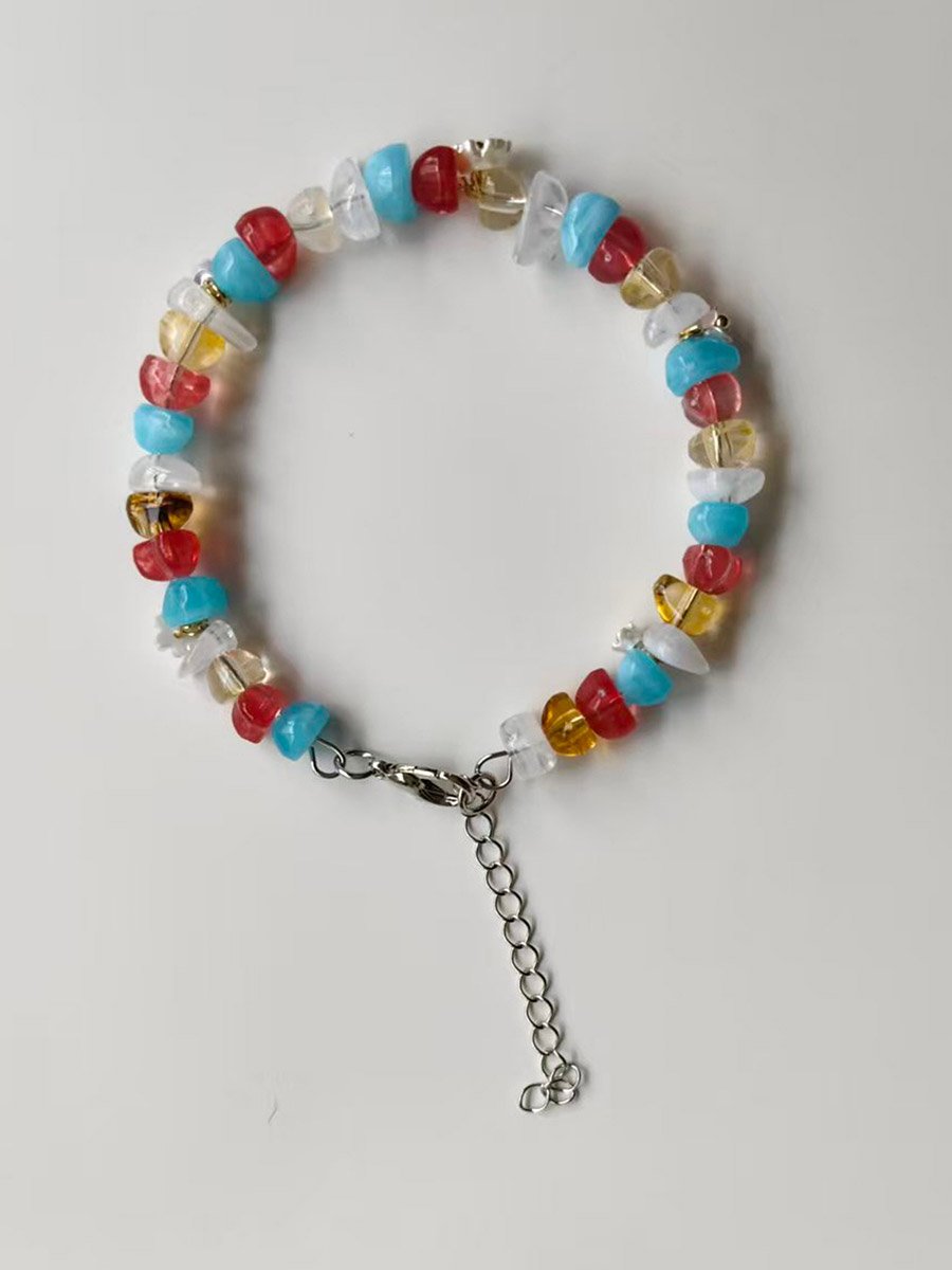 Gemstone and Floral Beaded Bracelet