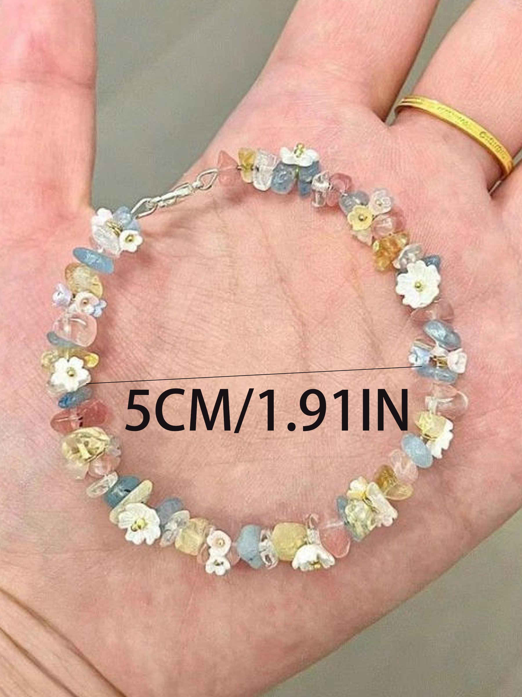 Gemstone and Floral Beaded Bracelet
