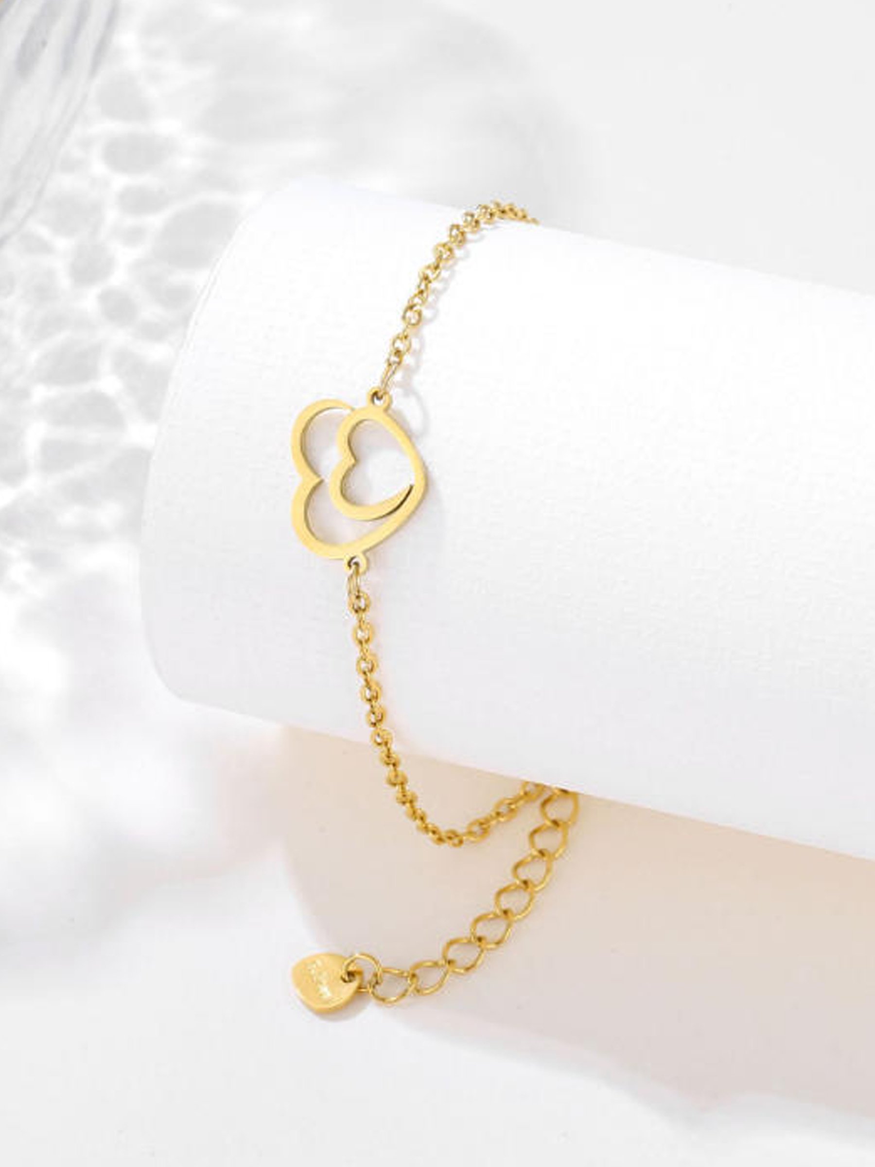 Gold Heart Charm Bracelet
