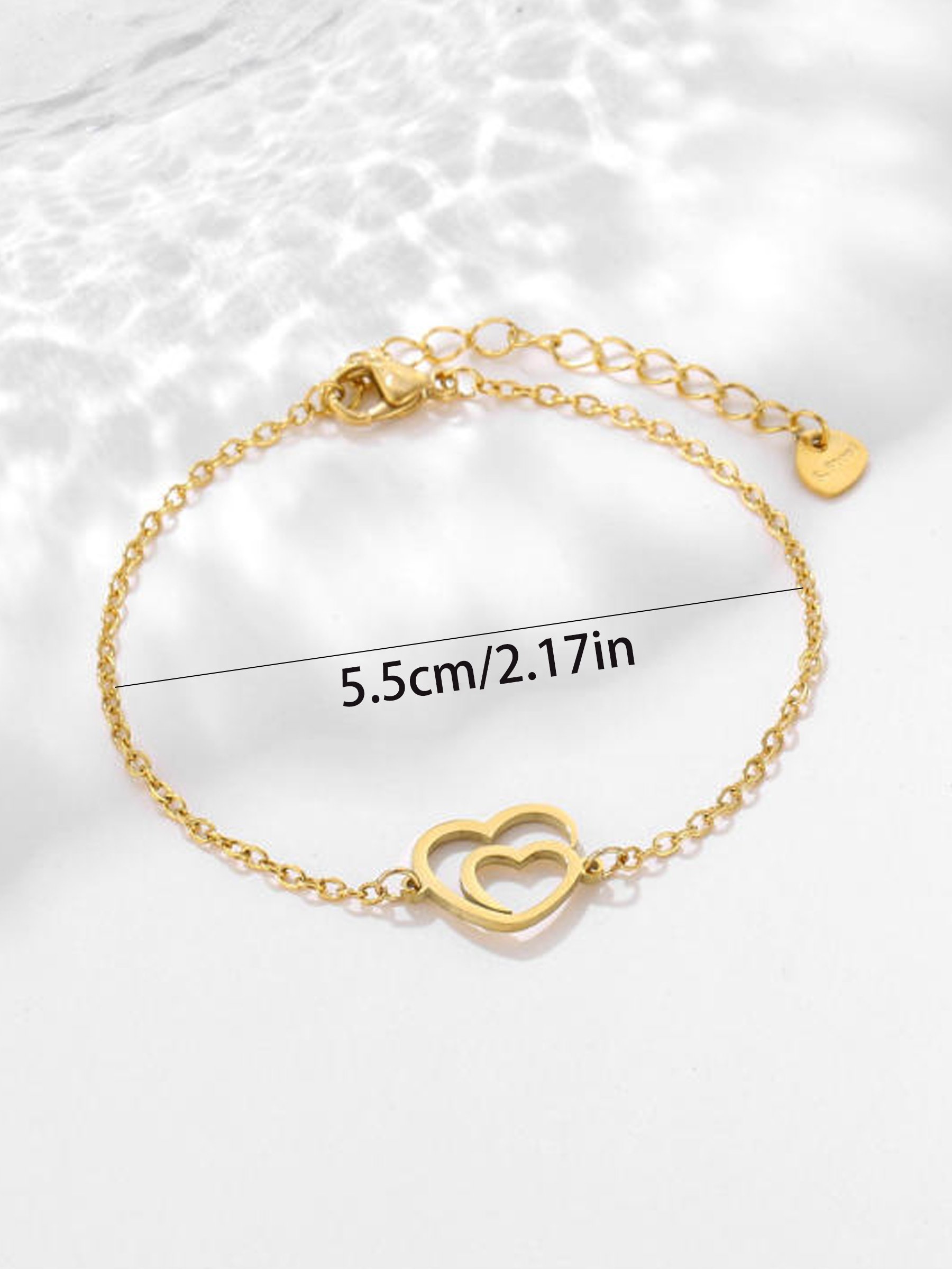 Gold Heart Charm Bracelet