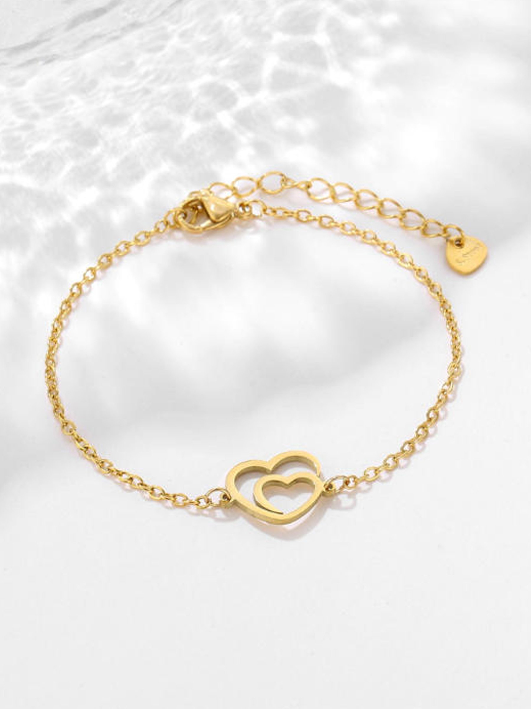 Gold Heart Charm Bracelet