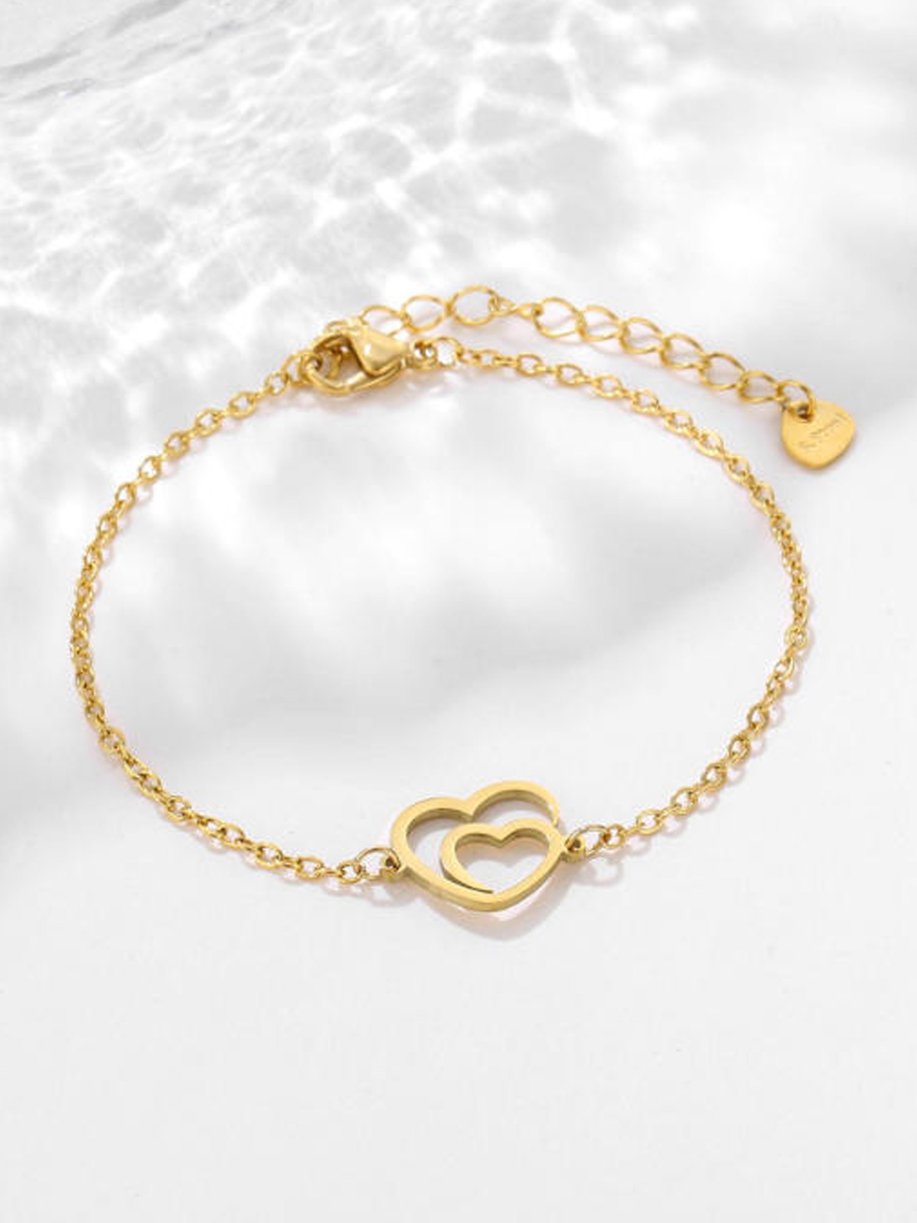 Gold Heart Charm Bracelet