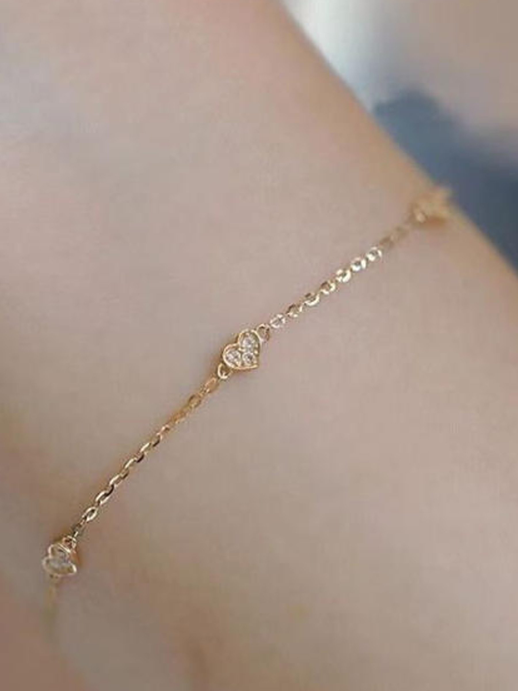 Gold Heart Charm Bracelet
