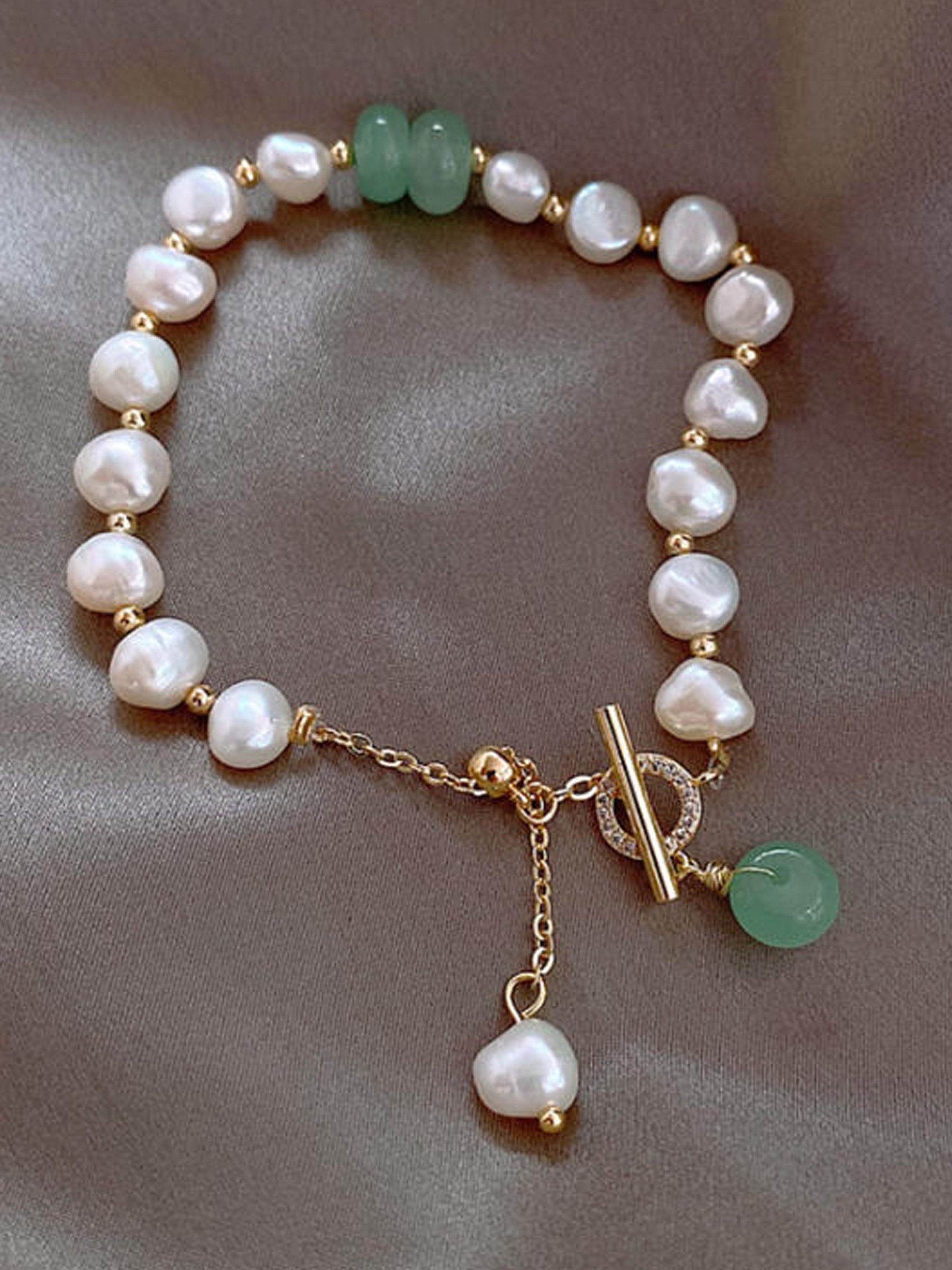 Pearl and Jade Beaded Bracelet