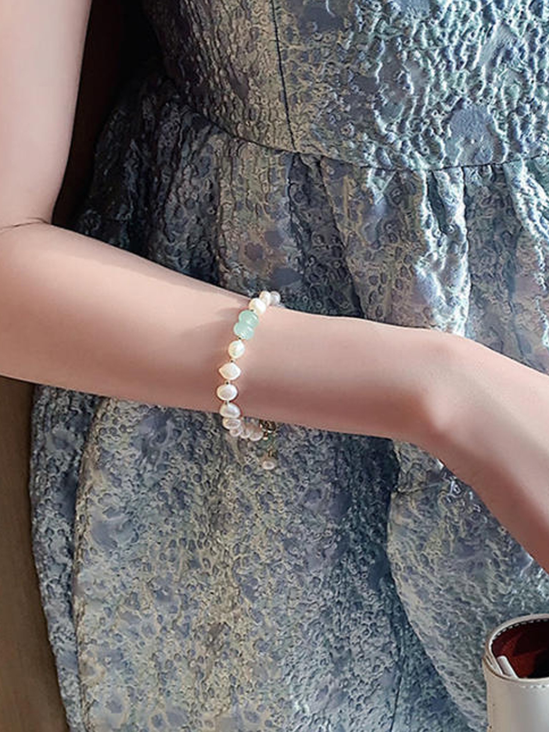 Pearl and Jade Beaded Bracelet