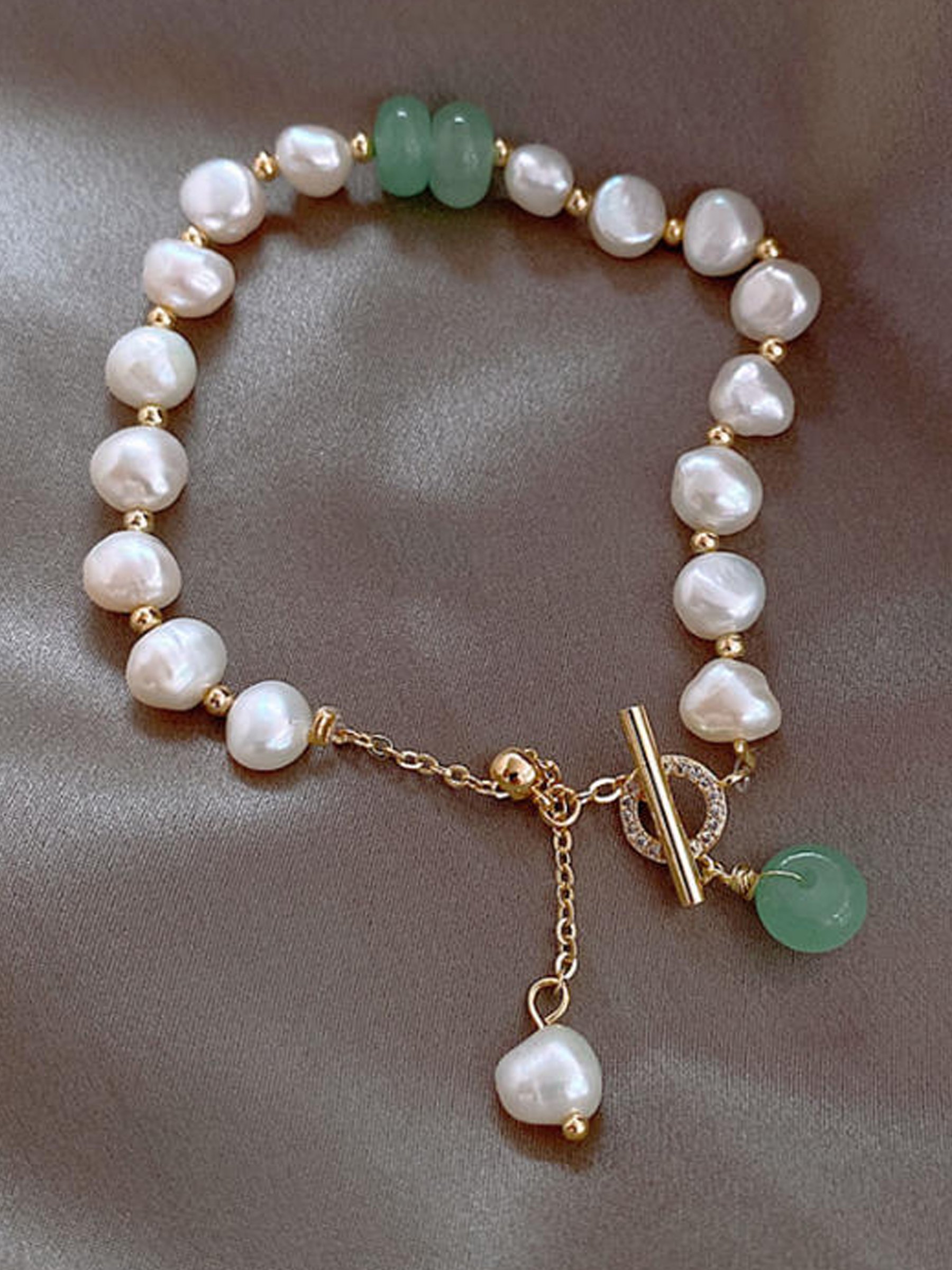 Pearl and Jade Beaded Bracelet